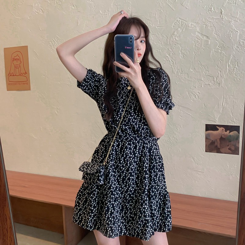 Đầm Thời Trang Nhấn Eo Họa Tiết Bông Hoa Phong Cách Vintage | BigBuy360 - bigbuy360.vn