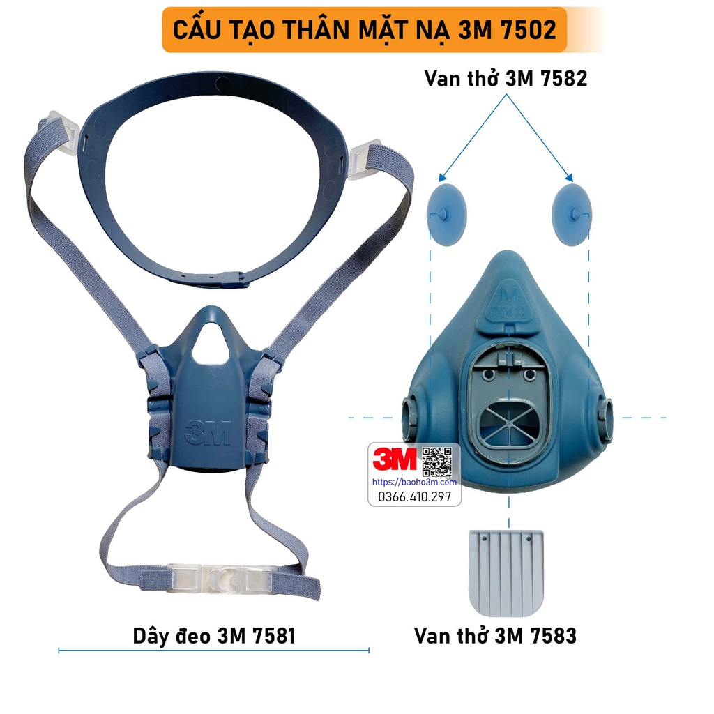 MẶT NẠ PHÒNG KHÓI ĐỘC 3M 7502 dùng chống ngạt khói khi có đám cháy hỏa hoạn trong chung cư cao tầng