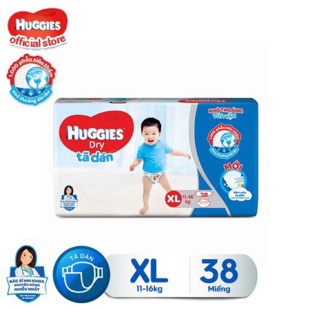 Tã/ Bỉm dán Huggies Đệm mây M48,L42,XL38 miếng