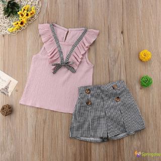 Bộ Quần Áo Gồm 2 Món Áo Kiểu Không Tay Áo + Quần Dành Cho Bé Gái 2-9 Tuổi