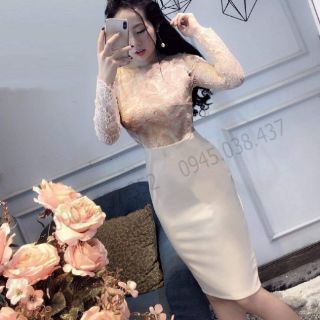 Đầm body phối ren nổi cao cấp