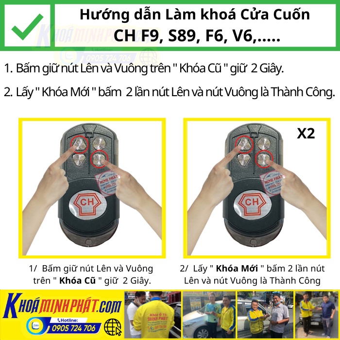 Chìa khóa Điều khiển Cửa Cuốn CH F9