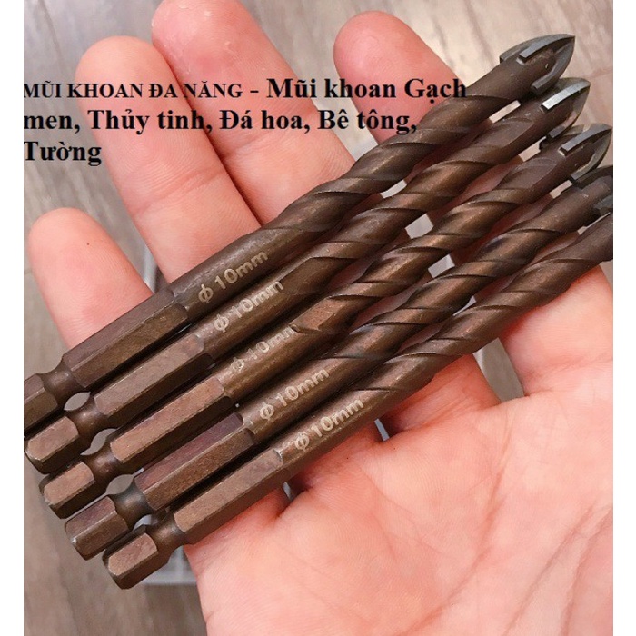 Mũi khoan đa năng các loại 6-8-10-12mm - Mũi khoan Gạch men, Thủy tinh, Đá hoa, Bê tông, Tường..