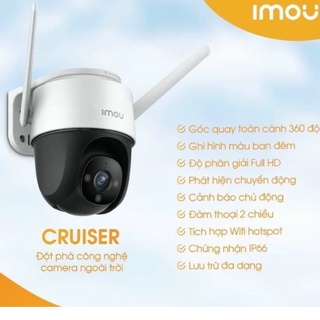 Camera IP wifi ngoài trời Imou IPC-S22FP Cruiser xem đêm có màu , siêu nét, chống nước, xoay 360 độ, báo động thông minh