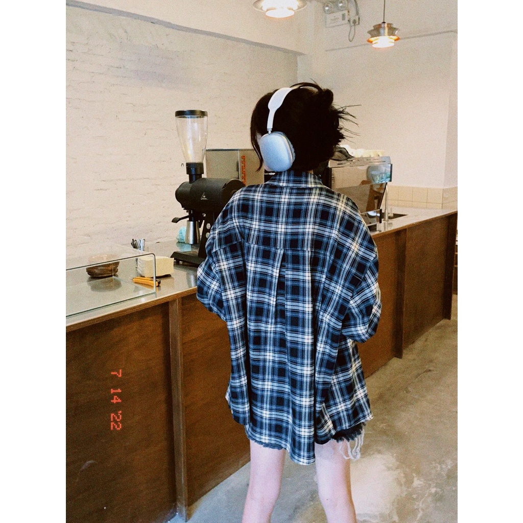 【ZHELIHANGFEI】Áo Sơ Mi Tay Dài Họa Tiết Ca Rô Thời Trang Dành Cho Nữ