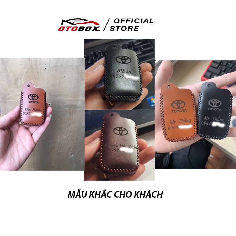 Bao da chìa khóa ô tô xe hơi Toyota vios E, bọc chìa khóa smartkey da thật chống xước chính hãng OTOBOX