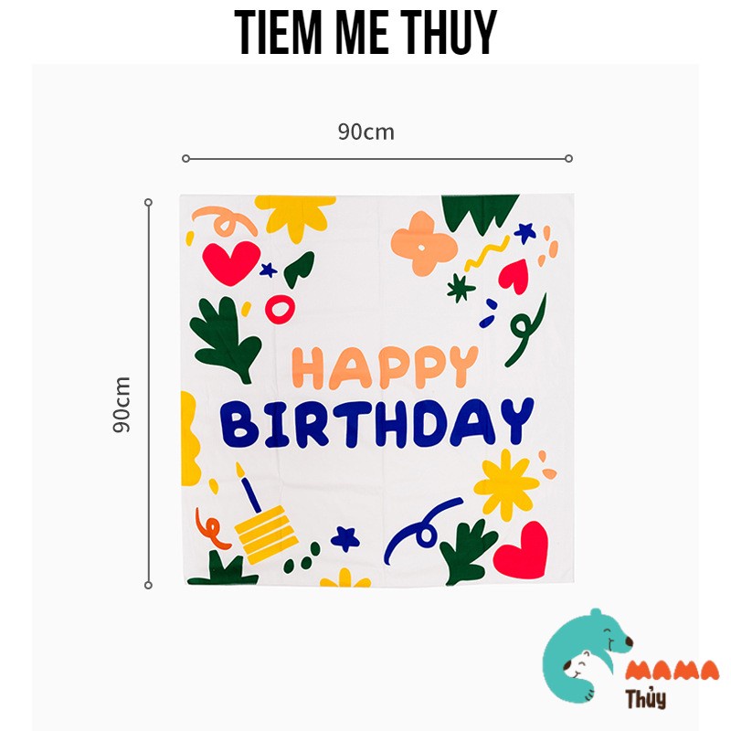 [Mã LIFEXANH03 giảm 10% đơn 500K] Tấm phông nền HAPPY BIRTHDAY trang trí sinh nhật phong cách Hàn Quốc 90x90cm