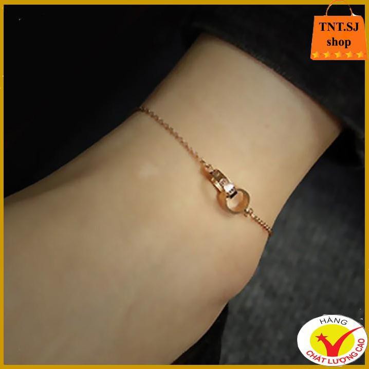 ( HÀNG ĐẸP) LẮC TAY NỮ TITAN 2 KHOEN TRÒN CARTIER LOVE VÀNG HỒNG