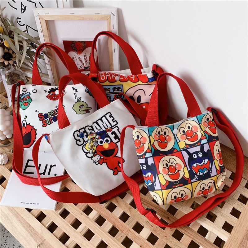 Túi Đeo Chéo Vải Canvas In Họa Tiết Hoạt Hình Dễ Thương Thời Trang Cho Bé Trai Và Gái