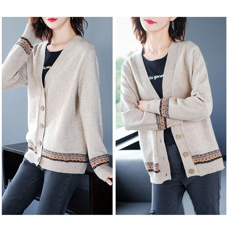 Áo Cardigan Nữ Họa Tiết Chất Len Dày Dặn, Áo Choàng Hàng Quảng Châu Cao Cấp