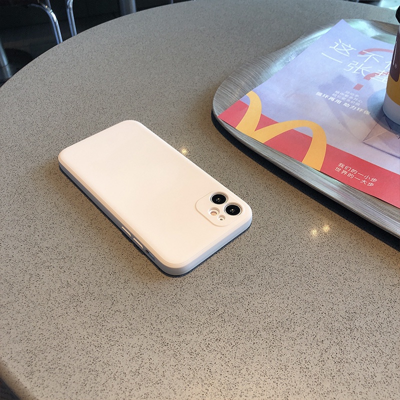 Ốp Điện Thoại Silicon Viền Vuông Màu Trắng Cổ Điển Cho Iphone 11 xsmax 7plus 12 7 / 8 / xr