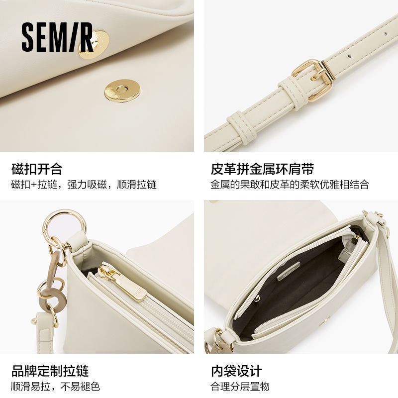 Senma Túi Đeo Vai / Kẹp Nách Đơn Kết Cấu Cao Thiết Kế Nhăn Thời Trang Mới Cho Nữ