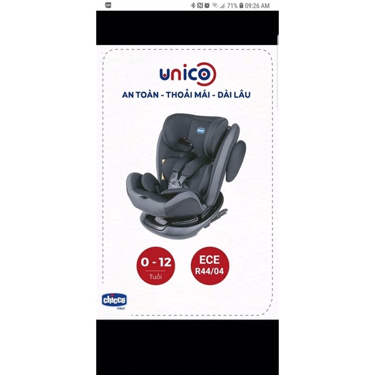 Ghế ngồi ô tô Chicco Unico Plus Isofix 0-12Y xoay 360˚ - An toàn – Thoải mái – Dài lâu giúp bảo vệ an toàn cho bé