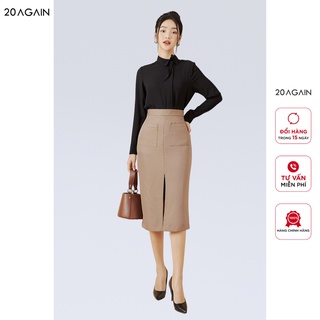 Chân váy dáng dài 2 túi ốp 20AGAIN, thiết kế công sở thanh lịch JDW1136