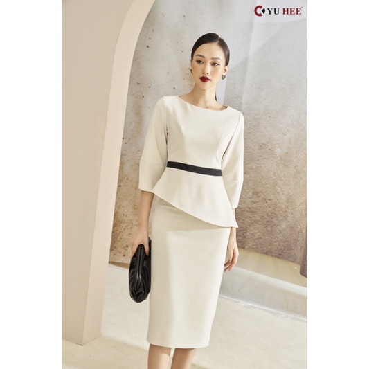 set dạ trắng peplum tay lỡ thiết kế; cao cấp 2 lớp YuHee