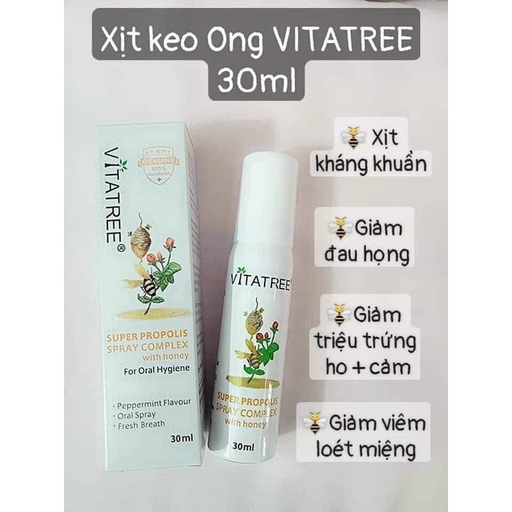 Xịt Keo Ong Vitatree Giảm Đau Họng 30ml - Hàng Úc