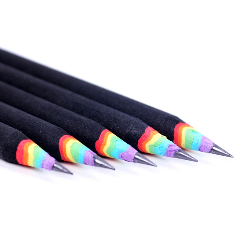 JoJo  5 PCS Rainbow Pencil 2B Pencil Student Pencil Rainbow Pencil DIY Painting Drawing Designing