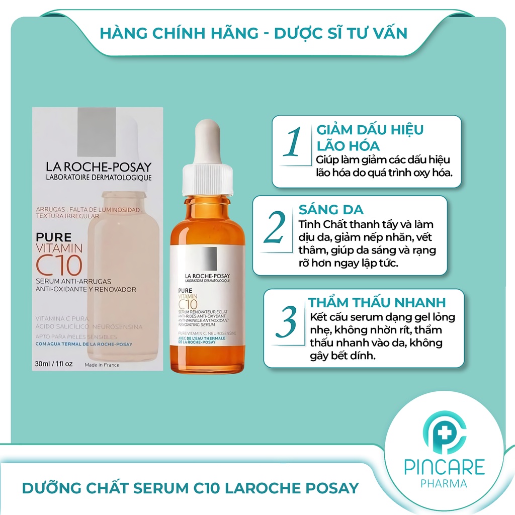 Serum dưỡng sáng da La Roche Posay Pure Vitamin C10 Serum 30ml - Hàng chính hãng - Nhà thuốc PinCare
