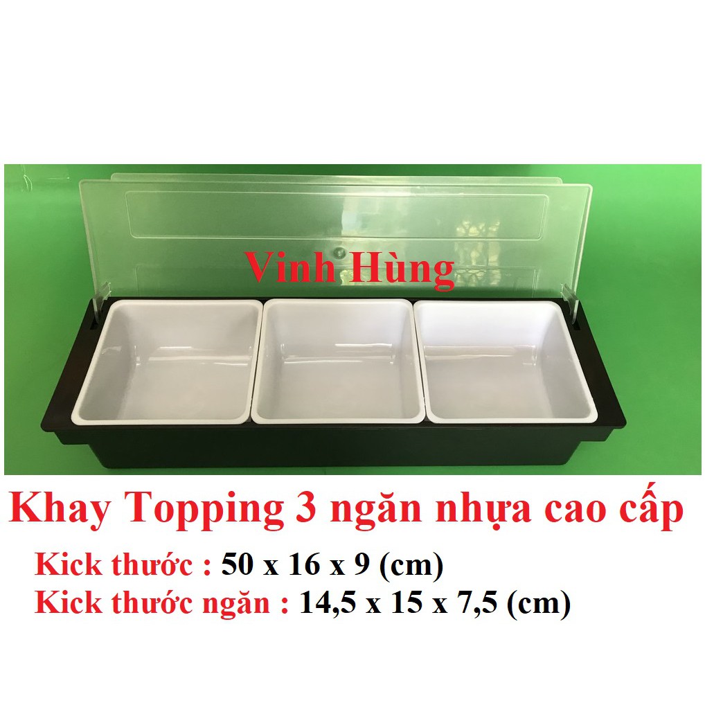 Khay topping nhựa cao cấp 3 ngăn chứa