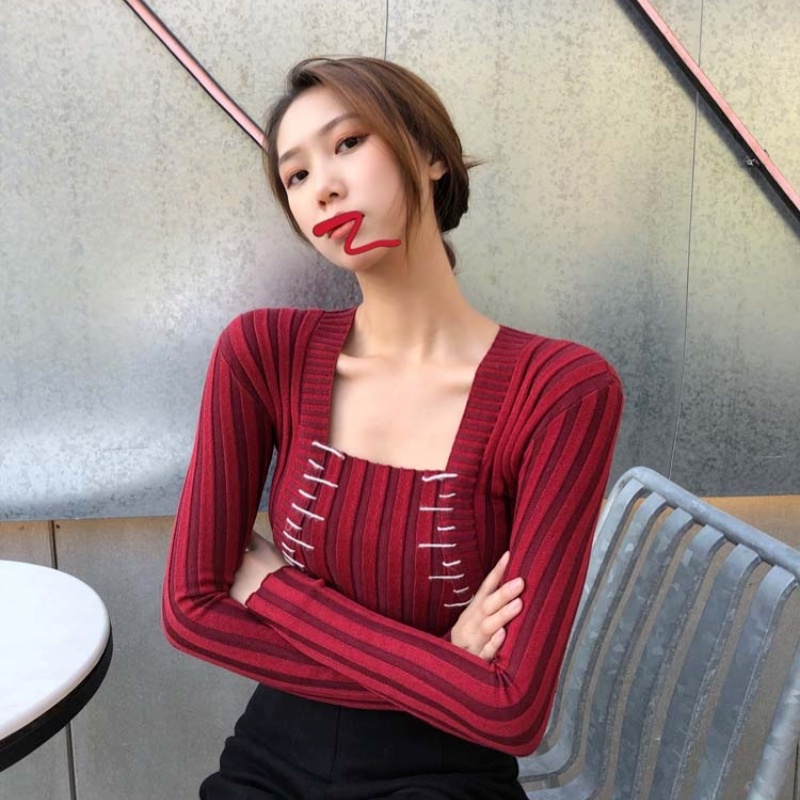 Áo Dệt Kim Tay Dài Dáng Ôm Thời Trang Sang Trọng Cho Nữ