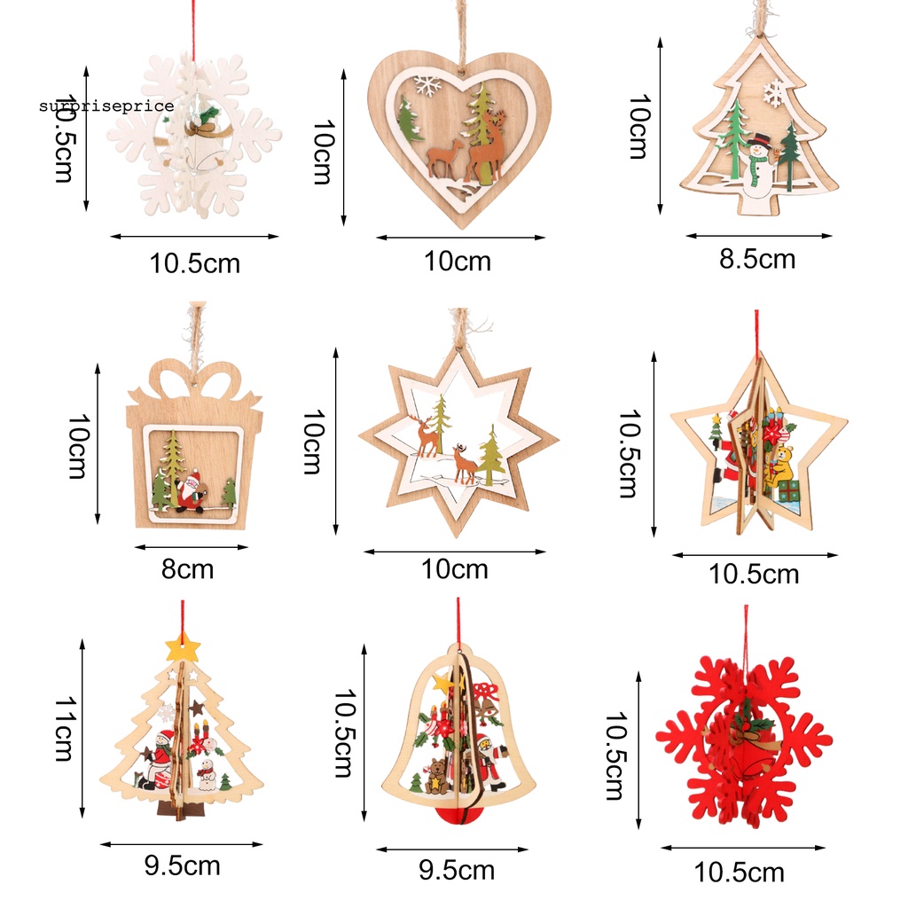 Phụ kiện treo trang trí cây thông giáng sinh hình ngôi sao bằng gỗ tự nhiên trọng lượng nhẹ