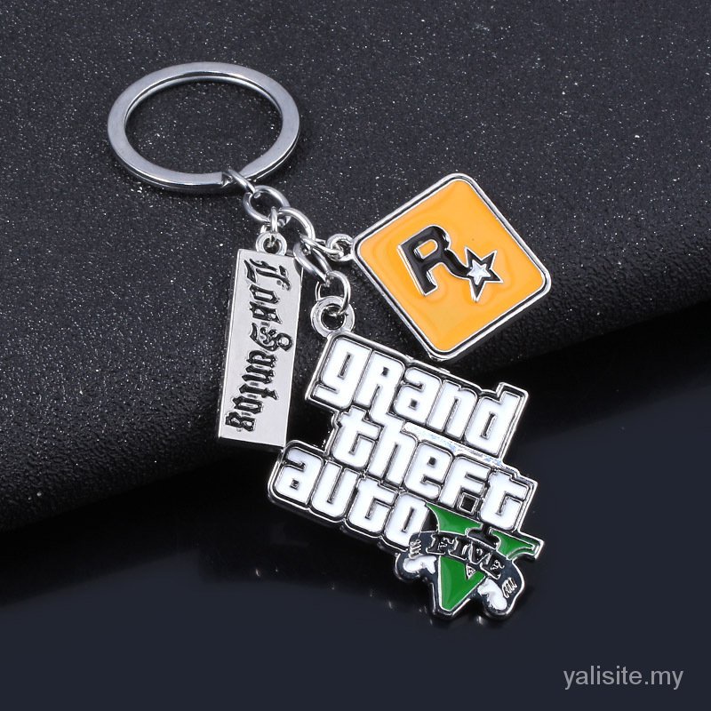 Móc chìa khóa bằng kim loại in hình hoạt hình Give Your Friend Game around thôshod5 GTA5 Grand Theft Auto