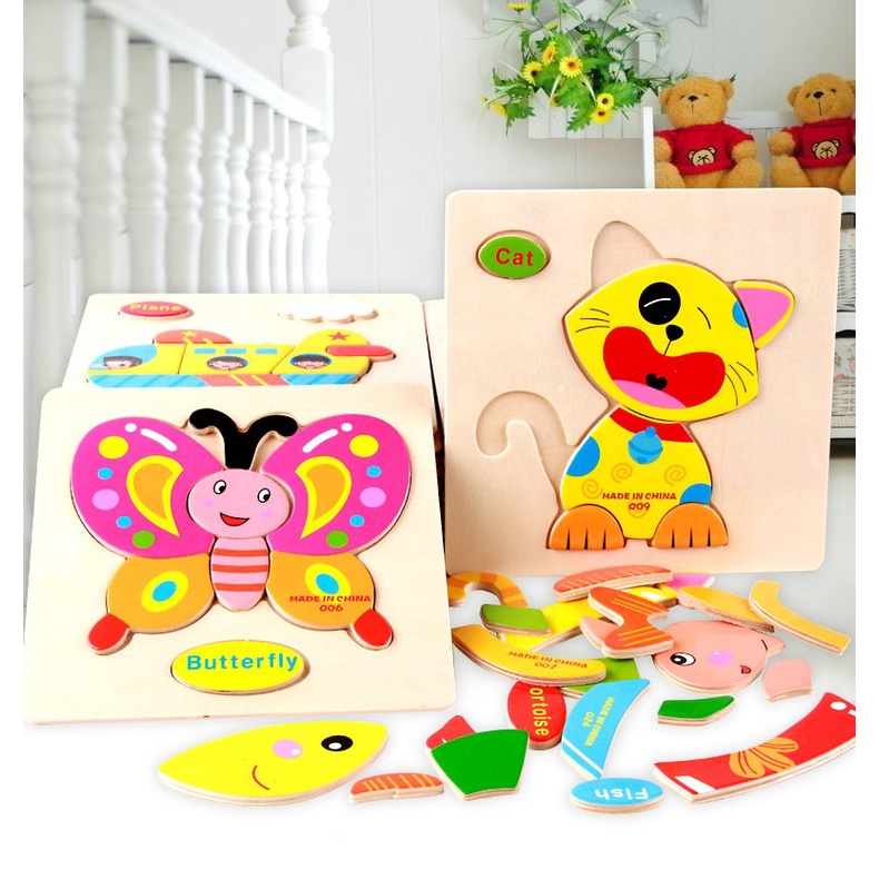 Đồ Chơi Tranh Ghép Hình Bằng Gỗ 3D Giúp Bé Có Thể Vừa Xếp Hình Vừa Học Tiếng Anh - Đồ Chơi Giáo Dục