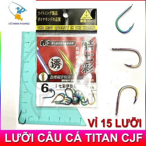 Lưỡi câu cá Titan 7 màu có ngạnh siêu cứng, siêu bén CJF