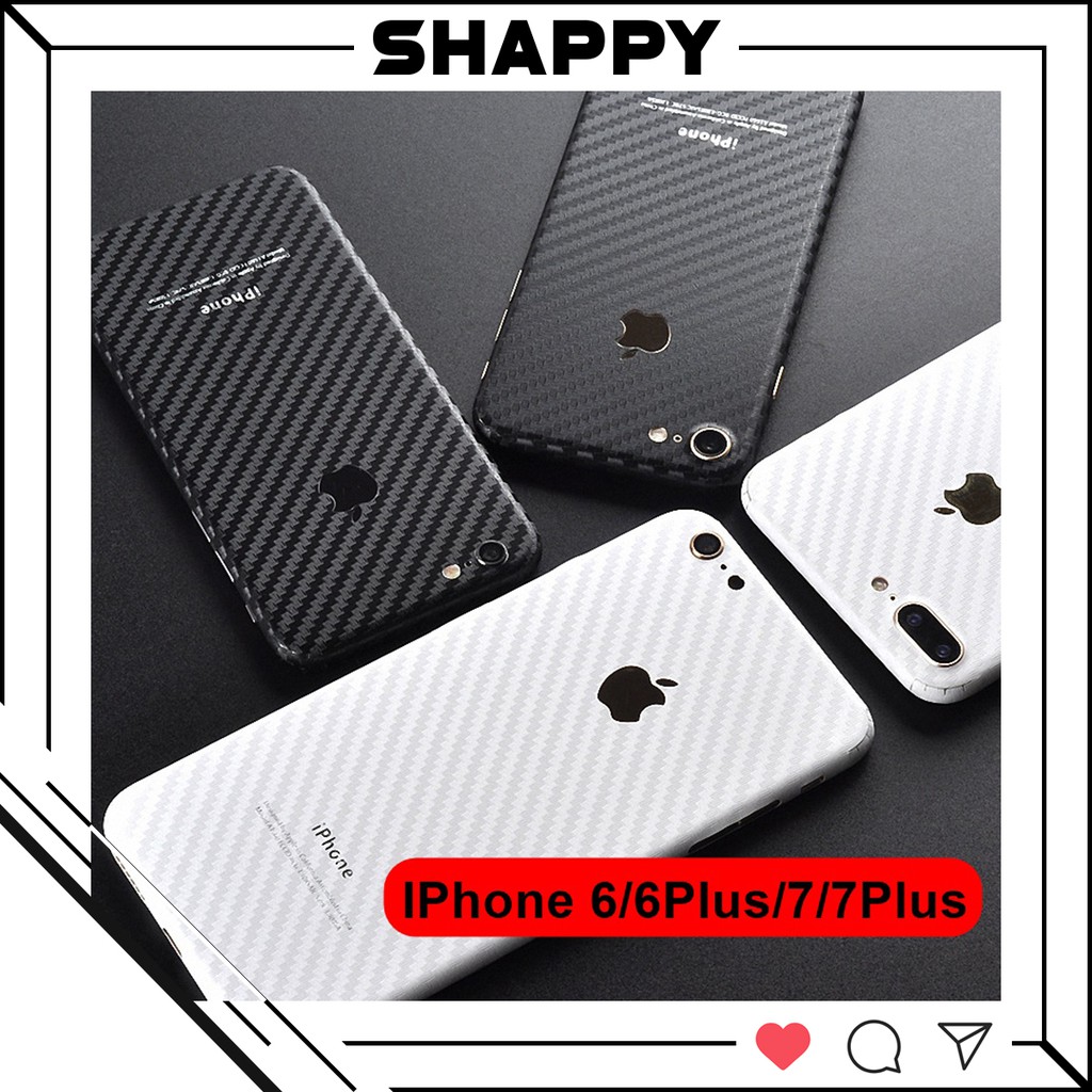 Skin Dán Cacbon Trắng Đen Full Viền IPhone 6/6S/6Plus/6SPlus/7/7Plus [Shappy Shop]