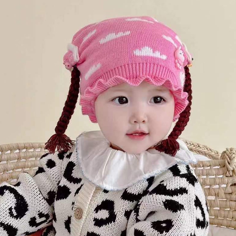 Nón Len Đính Tóc Giả Mềm Mại Cho Bé Gái Từ 3-15 Tháng Tuổi