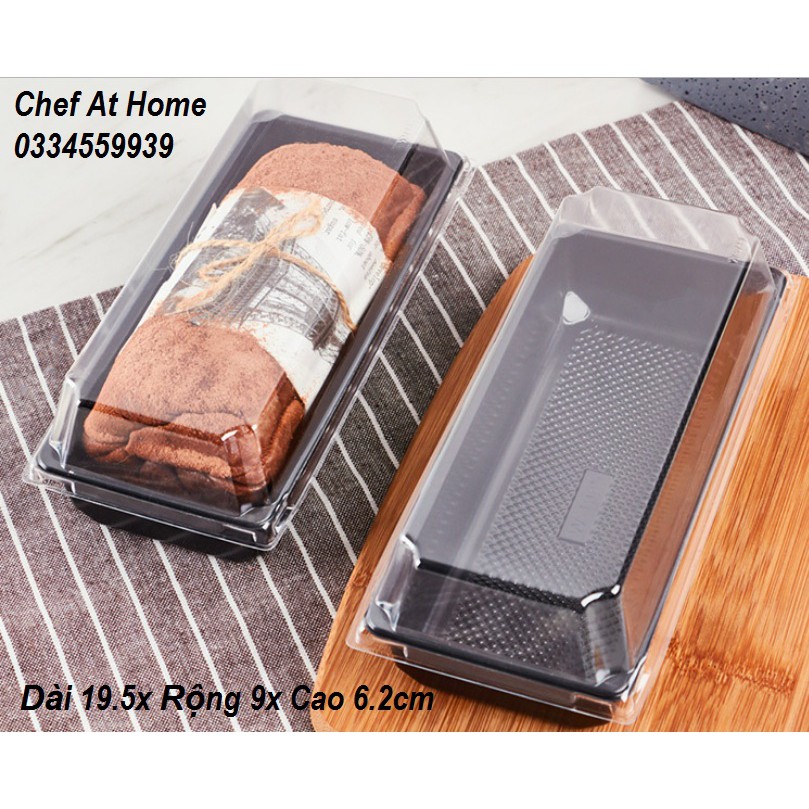 Hộp nhựa PET đế đen W1985 đựng bánh, sushi, trái cây