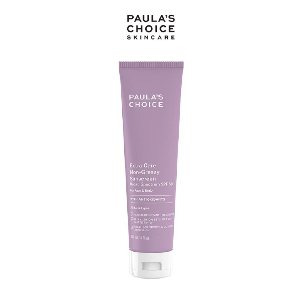 Kem Chống Nắng Cơ Thể Chống Thấm Nước Đến 8h Paula’s Choice Extra Care Non Greasy Sunscreen SPF 50 148ml