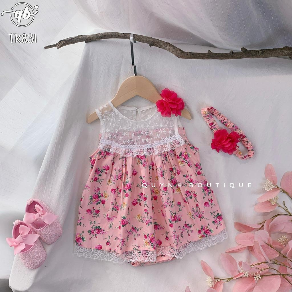 Quần áo sơ sinh  [ QUỲNH BOUTIQUE ]  Váy body ren đính hoa siêu xinh