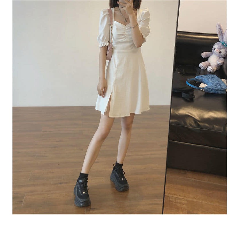 VÁY/ĐẦM XẺ TÀ MÀU TRẮNG, ĐEN, DÁNG NGẮN, DÀI CÓ BIGSIZE