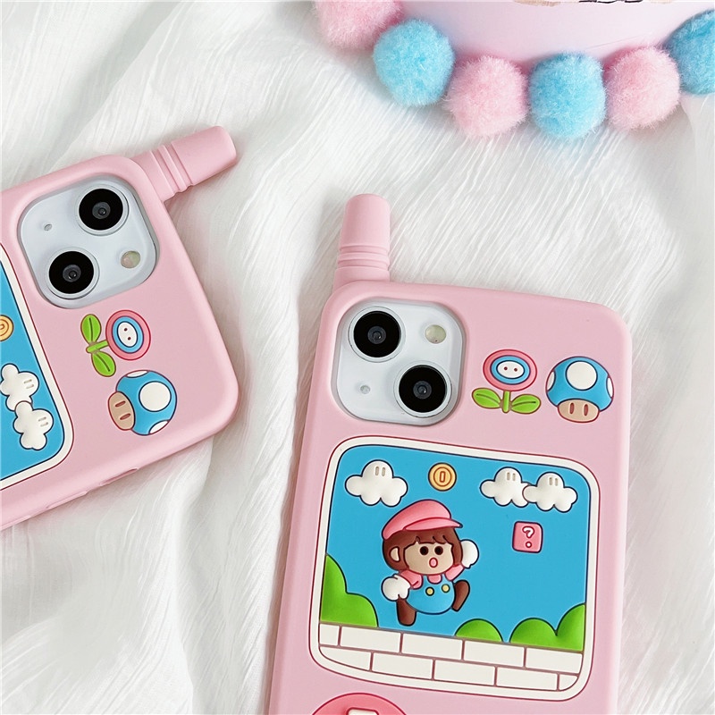 Ốp Điện Thoại Silicon Mềm Chống Sốc Hình Super Mario Màu Hồng Cho 11 xs max 7P / 8 Plus / 12pro / 13 / pro max