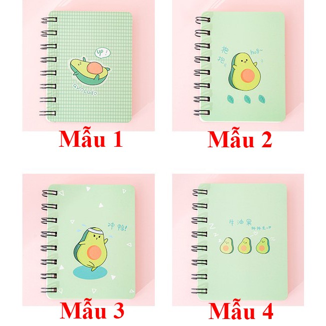 Sổ tay mini lò xo cute dễ thương hình quả bơ (mẫu mới)