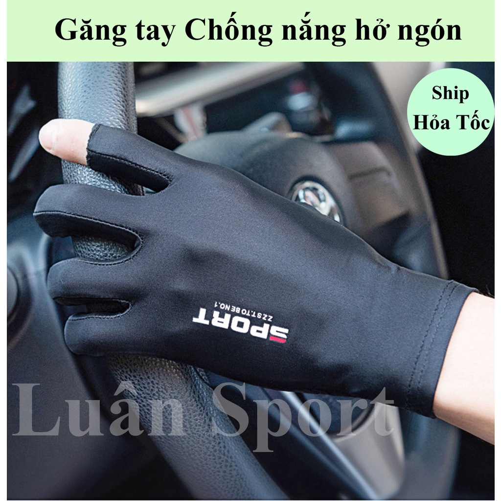 Găng tay chống nắng, chống tia UV - Găng tay hở ngón chống trượt chơi thể thao - đi xe máy