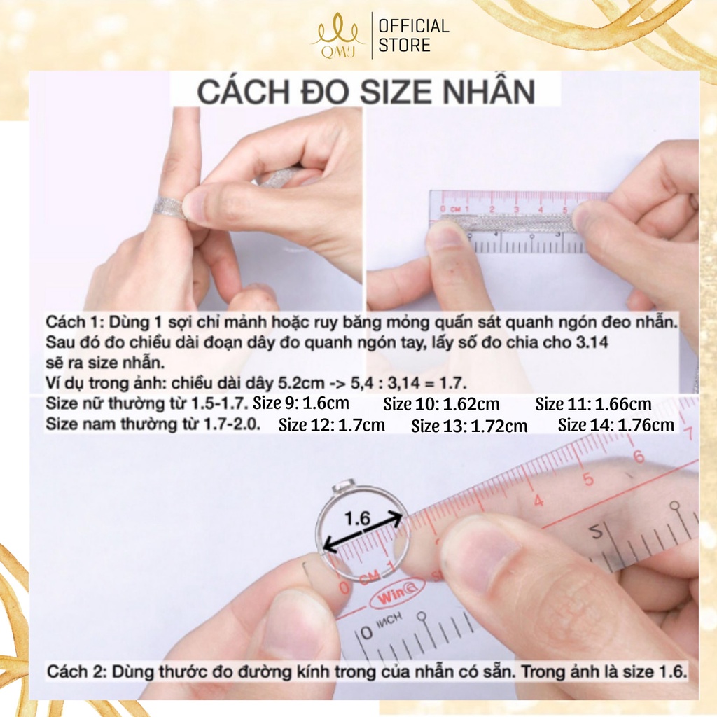 Nhẫn bạc QMJ Công nương thanh lịch nạm đá xuất sắc Q106