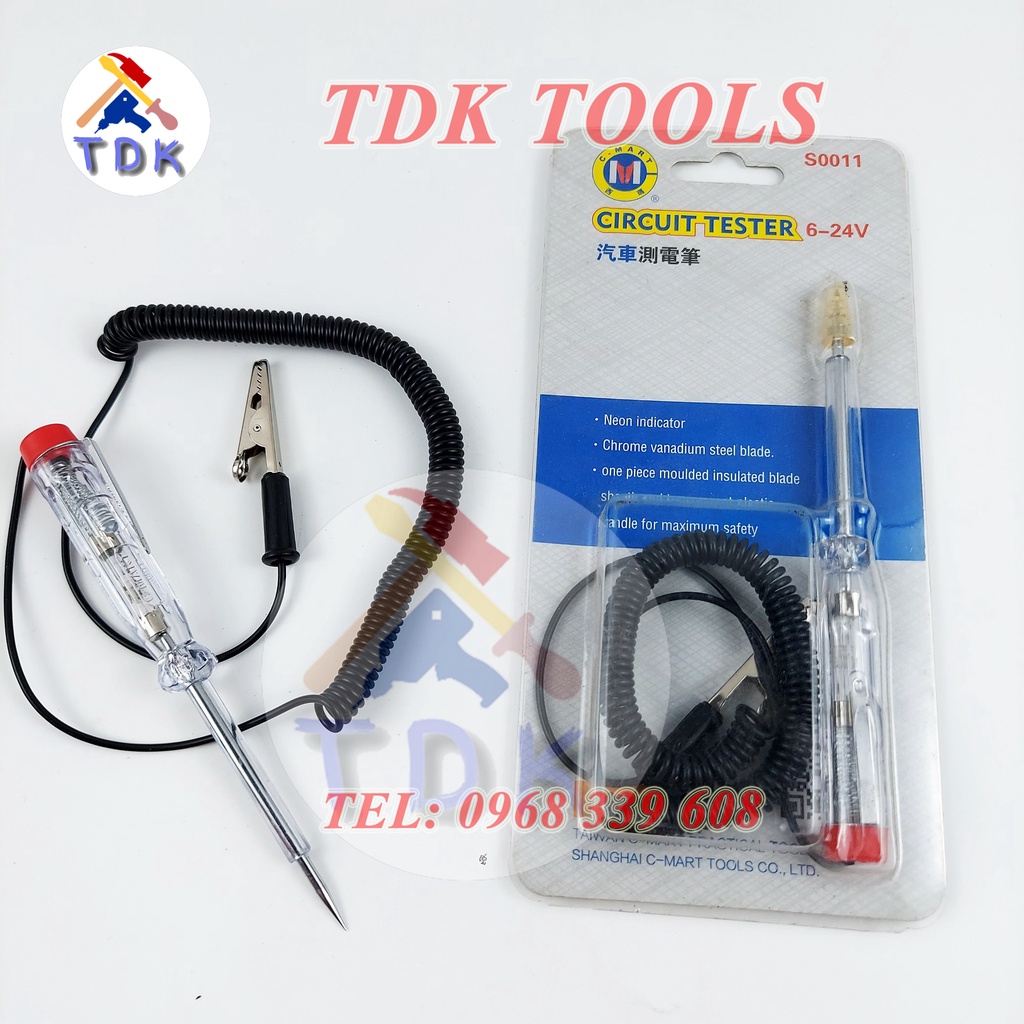 Bút thử điện ô tô DC 6V 12V 24V C-Mart S0011, dụng cụ kiểm tra chuẩn đoán mạch xe hơi