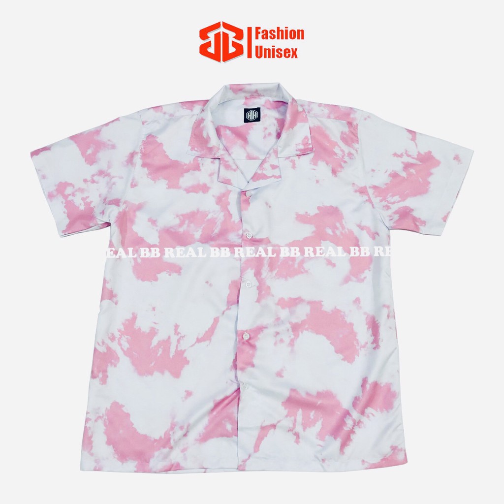 ÁO SƠ MI LOANG Tay Ngắn Họa Tiết Loang VÂN MÂY Tay Lỡ FORM UNISEX - BB REAL