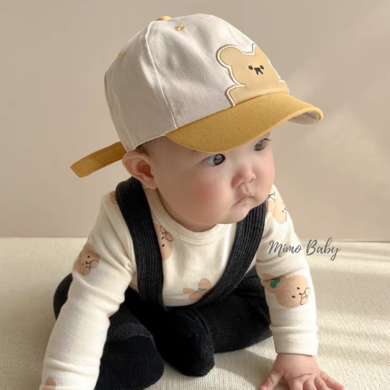 Mũ nón lưỡi trai vành ngắn hình chú gấu đáng yêu cho bé MH171 Mimo Baby
