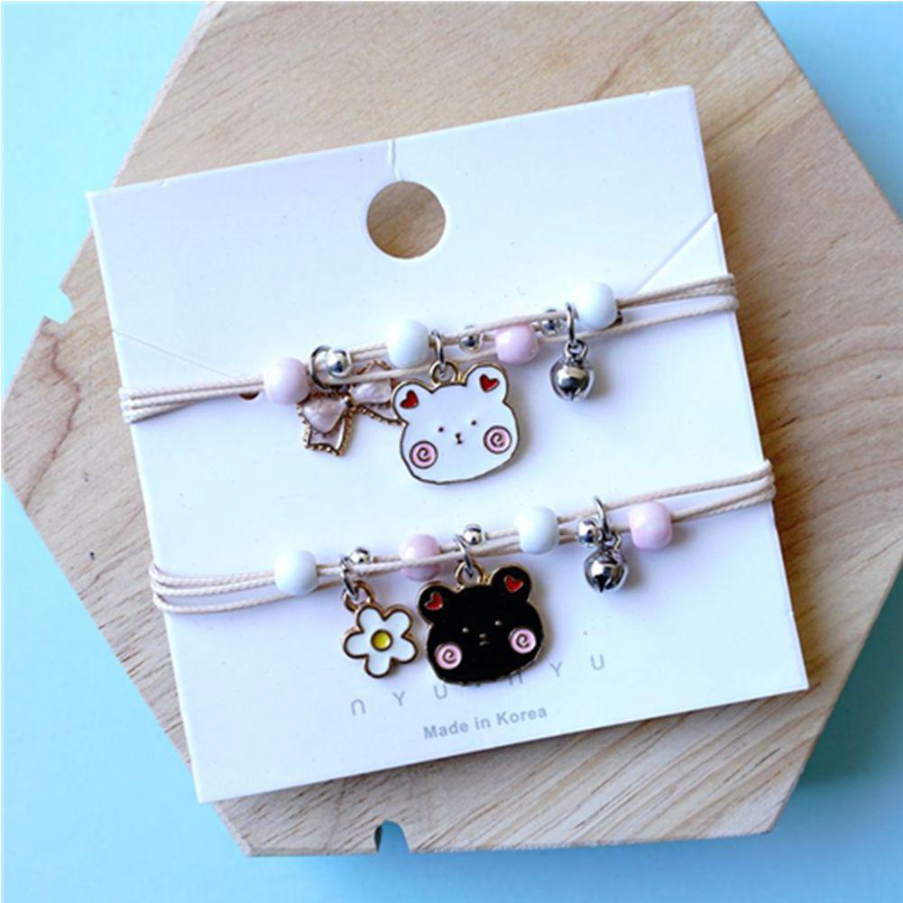 Vòng Tay Dây Xích Mặt Hình Mèo / Gấu Hoạt Hình Dễ Thương Có Thể Điều Chỉnh Cho Bạn Gái