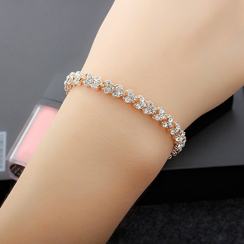 Vòng tay hợp kim đính đá zircon tinh tế thời trang cho nữ