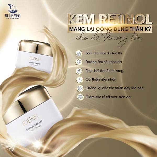 Kem IDENEL Repair Cream Anti-Aging 50ml Retinol giúp chống lão hóa từ peptide xóa nhăn da - căng bóng