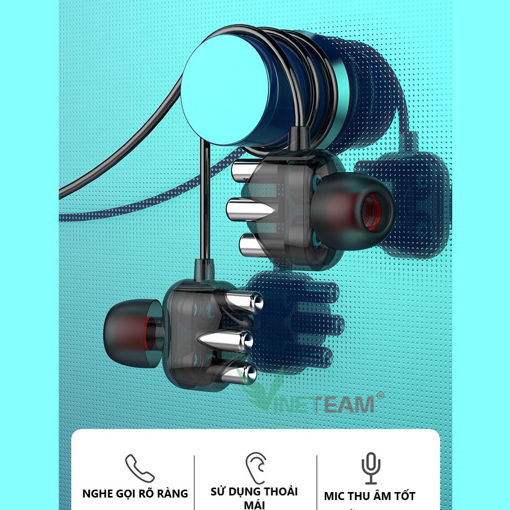 Tai Nghe Nhét Tai Chống ồn Gaming Vinetteam A6 Super Bass, Có Mic Đàm Thoại -Mẫu mới 2022 -4122
