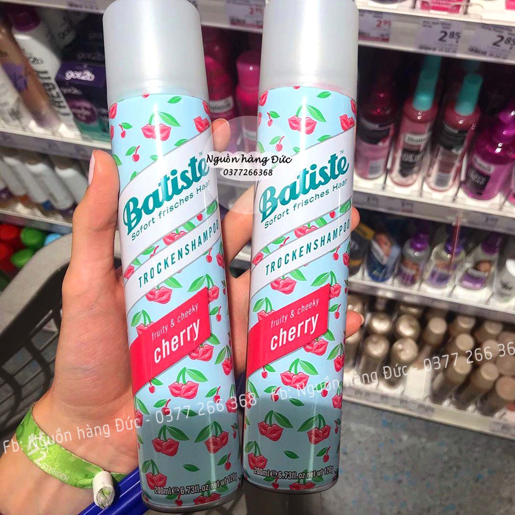 Dầu gội khô Batiste cherry Cao Cấp làm tóc sạch, tơi mềm và dưỡng tóc - Dòng vegan hữu cơ Mua tại Đức