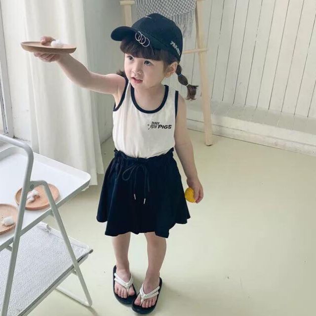 Bộ áo ba lỗ quần giả váy bé gái