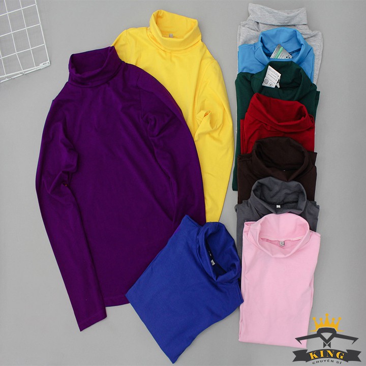 Áo cổ lọ nữ tay dài TINY KING hàn quốc cổ cao giữ nhiệt tốt chất thun COTTON co giãn thấm hút giá rẻ