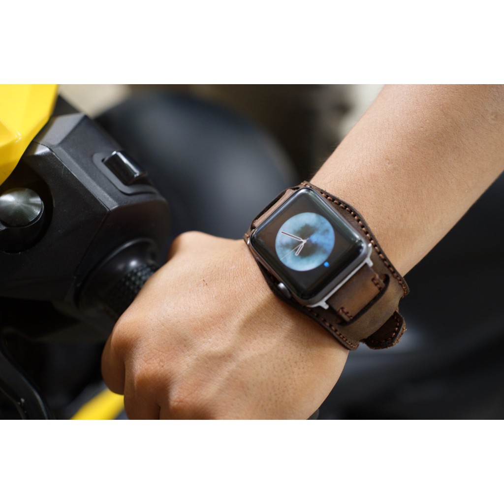 Dây Apple Watch , iWatch , iphone Watch da bò kèm tấm đệm chống mồ hôi RAM Leather bundstrap b2