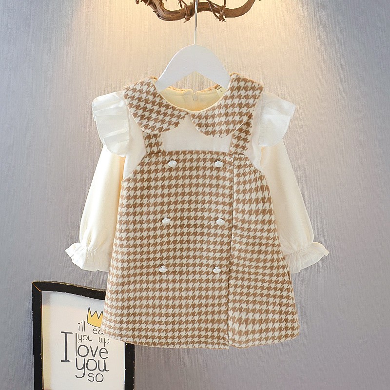 Váy dạ lót nhung mềm mịn bé gái size 10-18kg